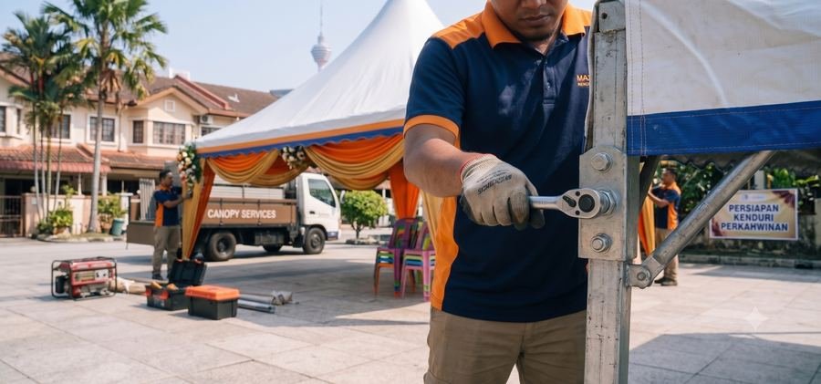 Pemasangan canopy yang teliti dan kemas